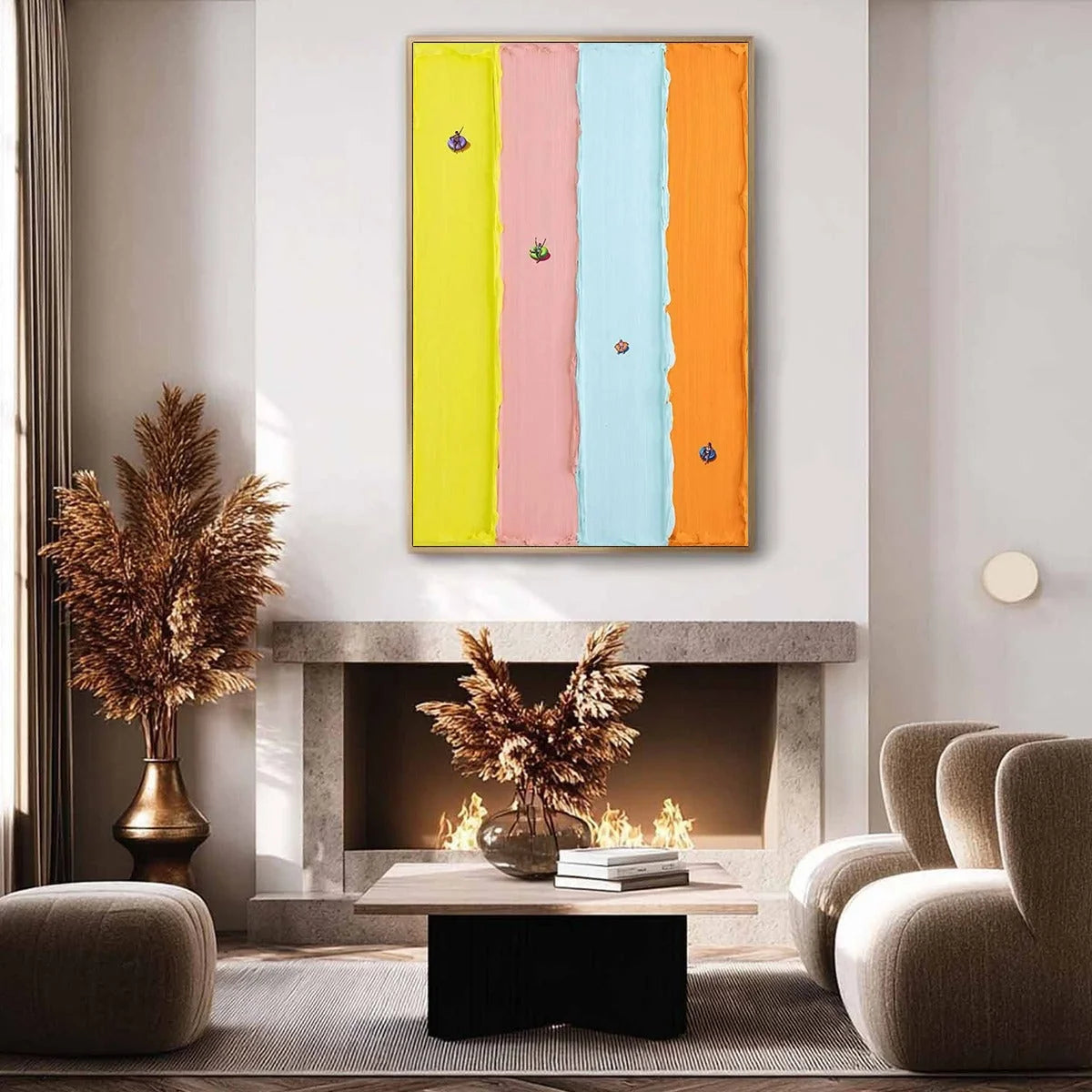 CANDY STRIPE SERENADE: Minimalist Pastel Textured Painting | minimalist mood, soft natural light studio shot