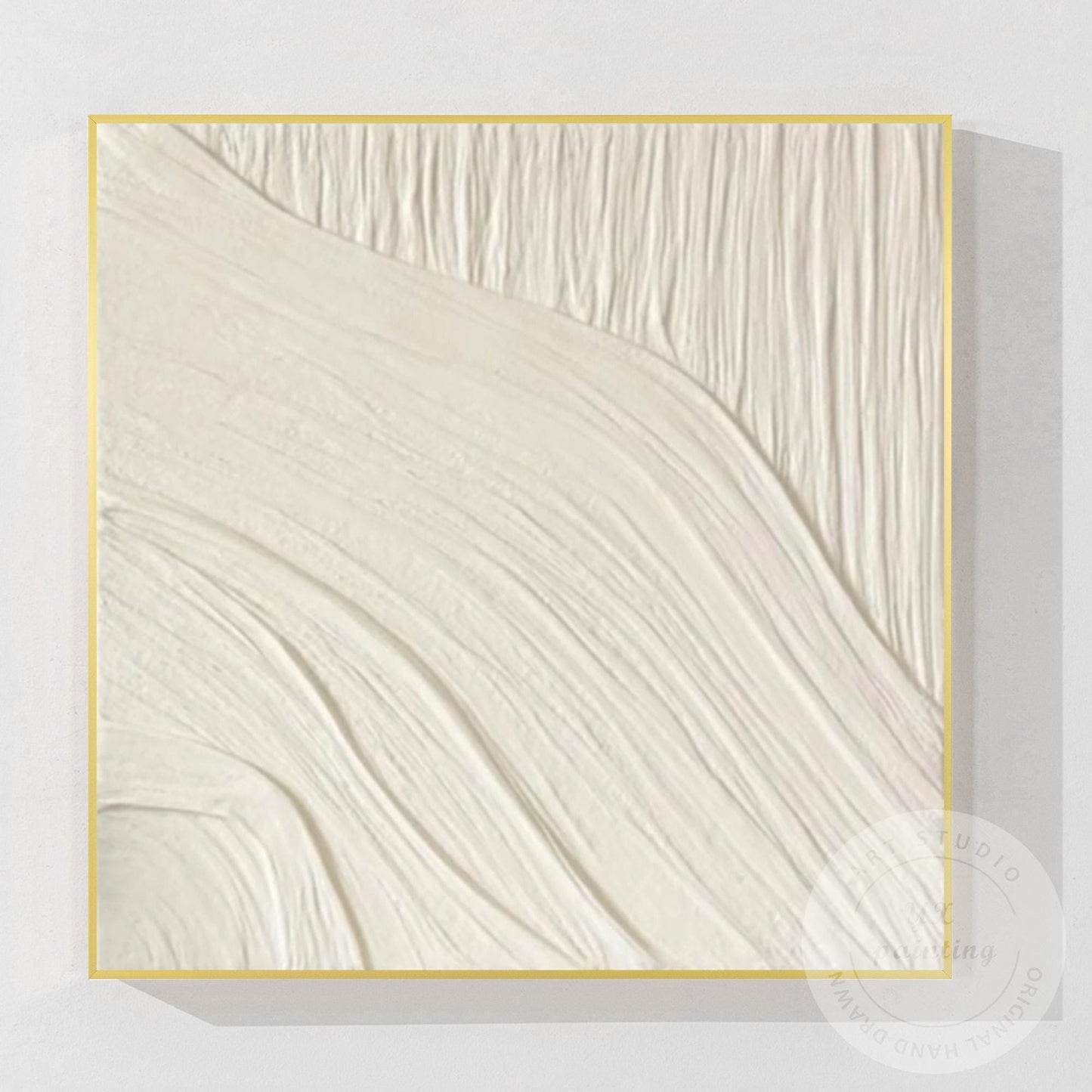 Minimalist White Textured Wall Art, Cream Abstract Plaster Painting, Neutral Mod #11