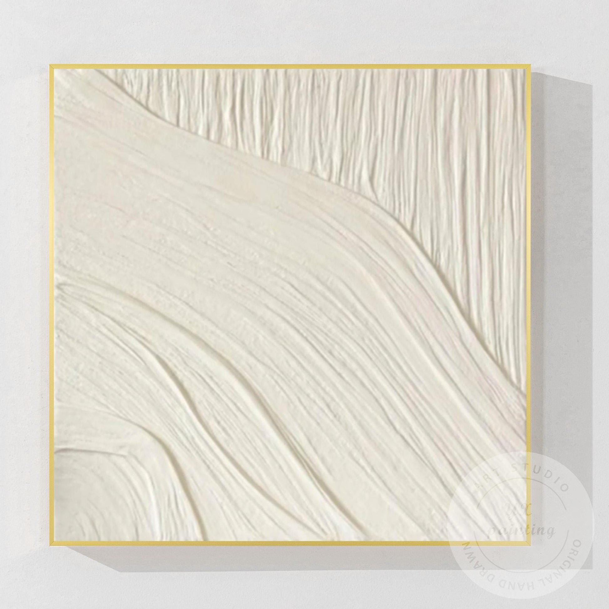 Minimalist White Textured Wall Art, Cream Abstract Plaster Painting, Neutral Mod #11