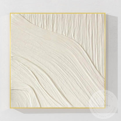 Minimalist White Textured Wall Art, Cream Abstract Plaster Painting, Neutral Mod #11