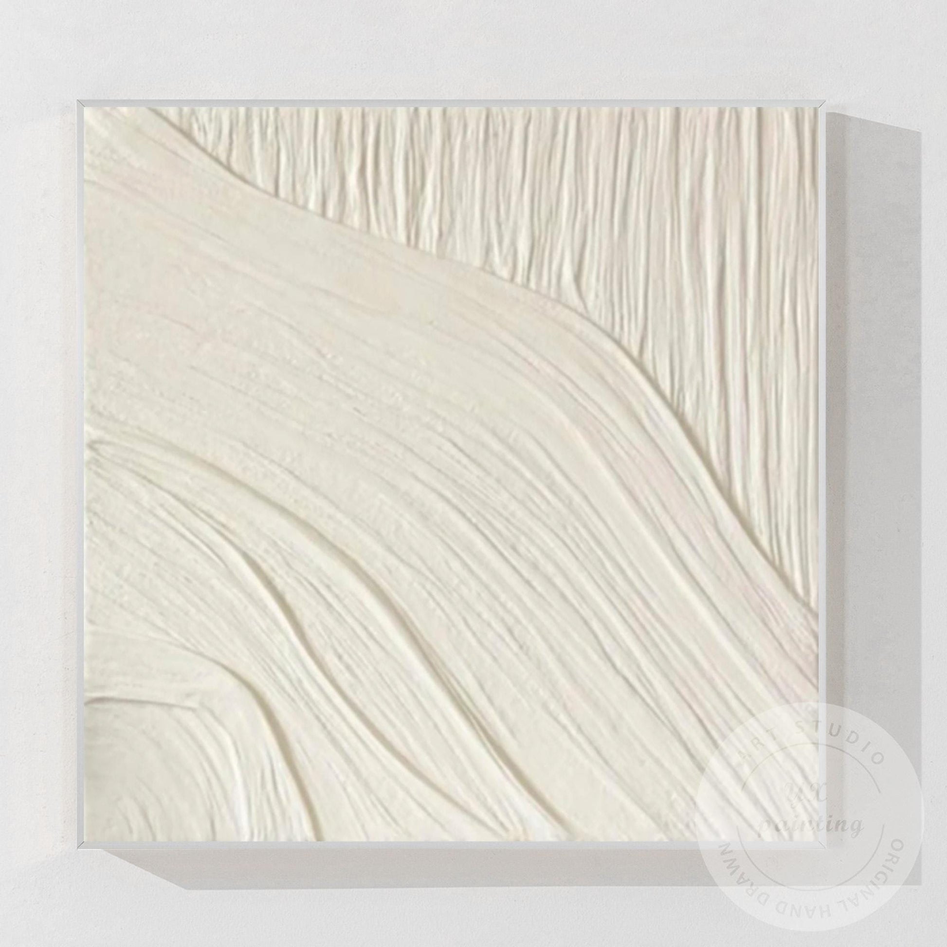 Minimalist White Textured Wall Art, Cream Abstract Plaster Painting, Neutral Mod #12
