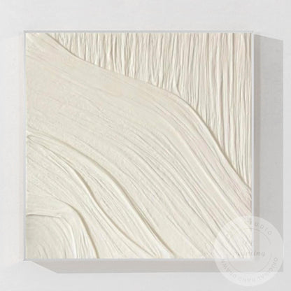 Minimalist White Textured Wall Art, Cream Abstract Plaster Painting, Neutral Mod #12