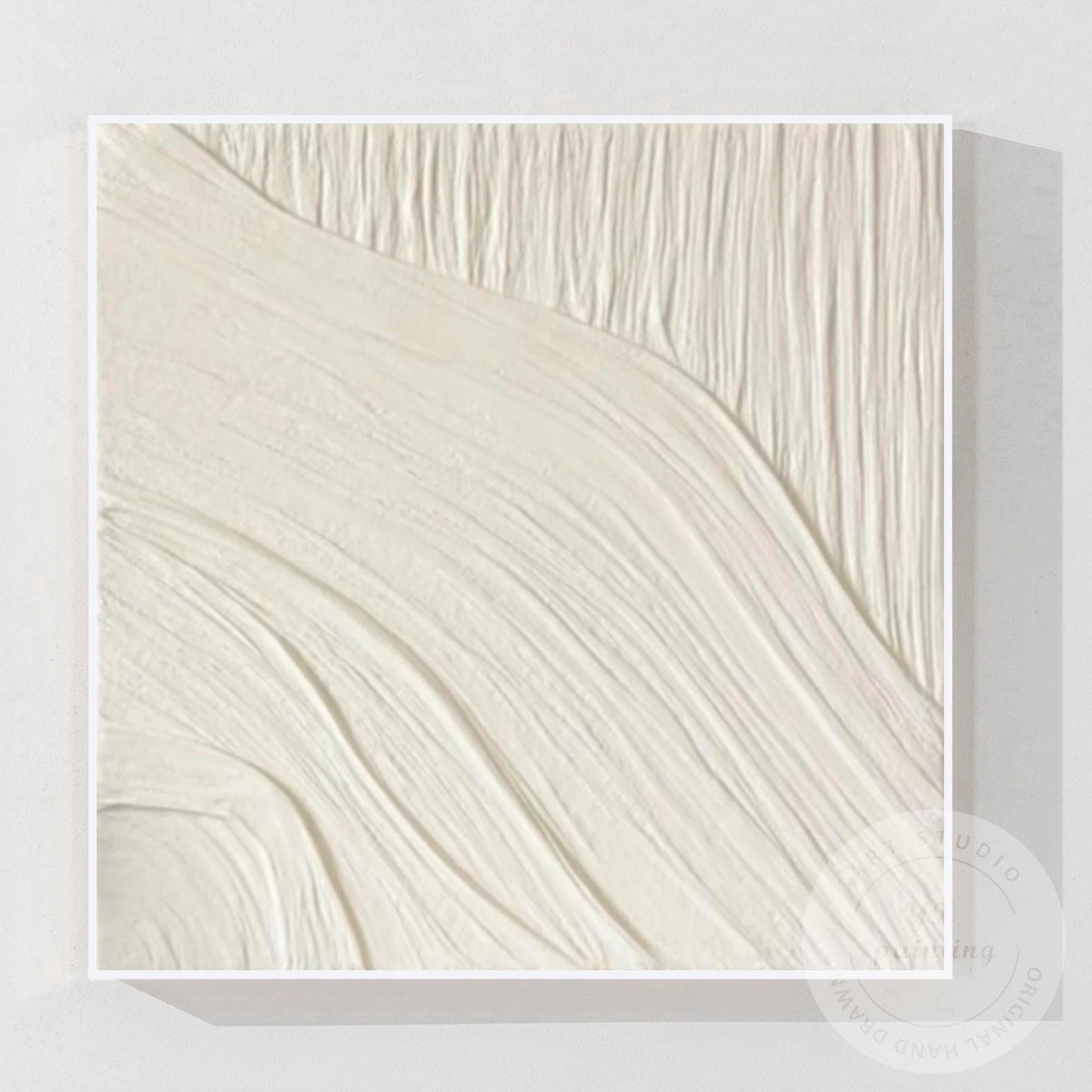 Minimalist White Textured Wall Art, Cream Abstract Plaster Painting, Neutral Mod #8