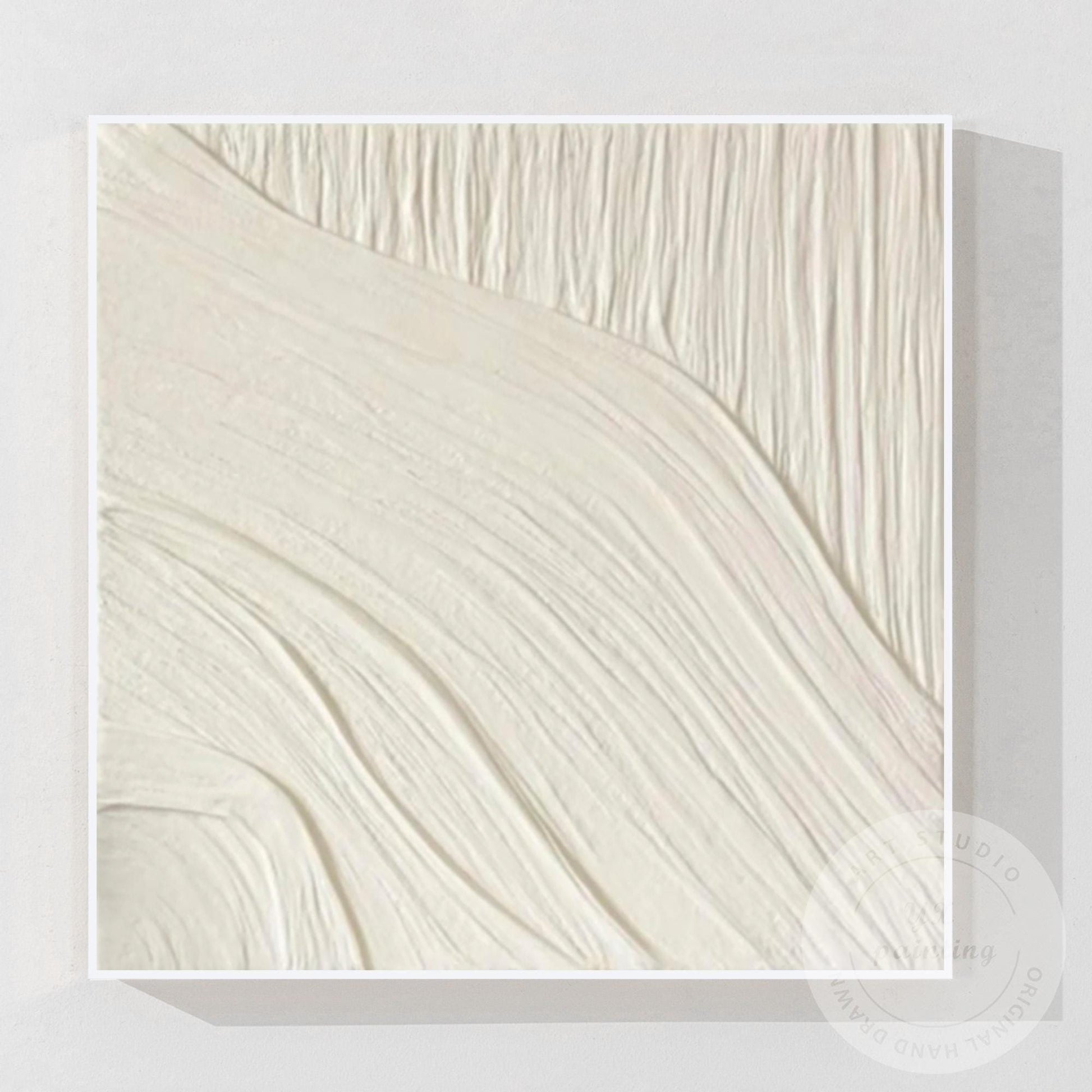 Minimalist White Textured Wall Art, Cream Abstract Plaster Painting, Neutral Mod #8