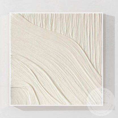 Minimalist White Textured Wall Art, Cream Abstract Plaster Painting, Neutral Mod #8