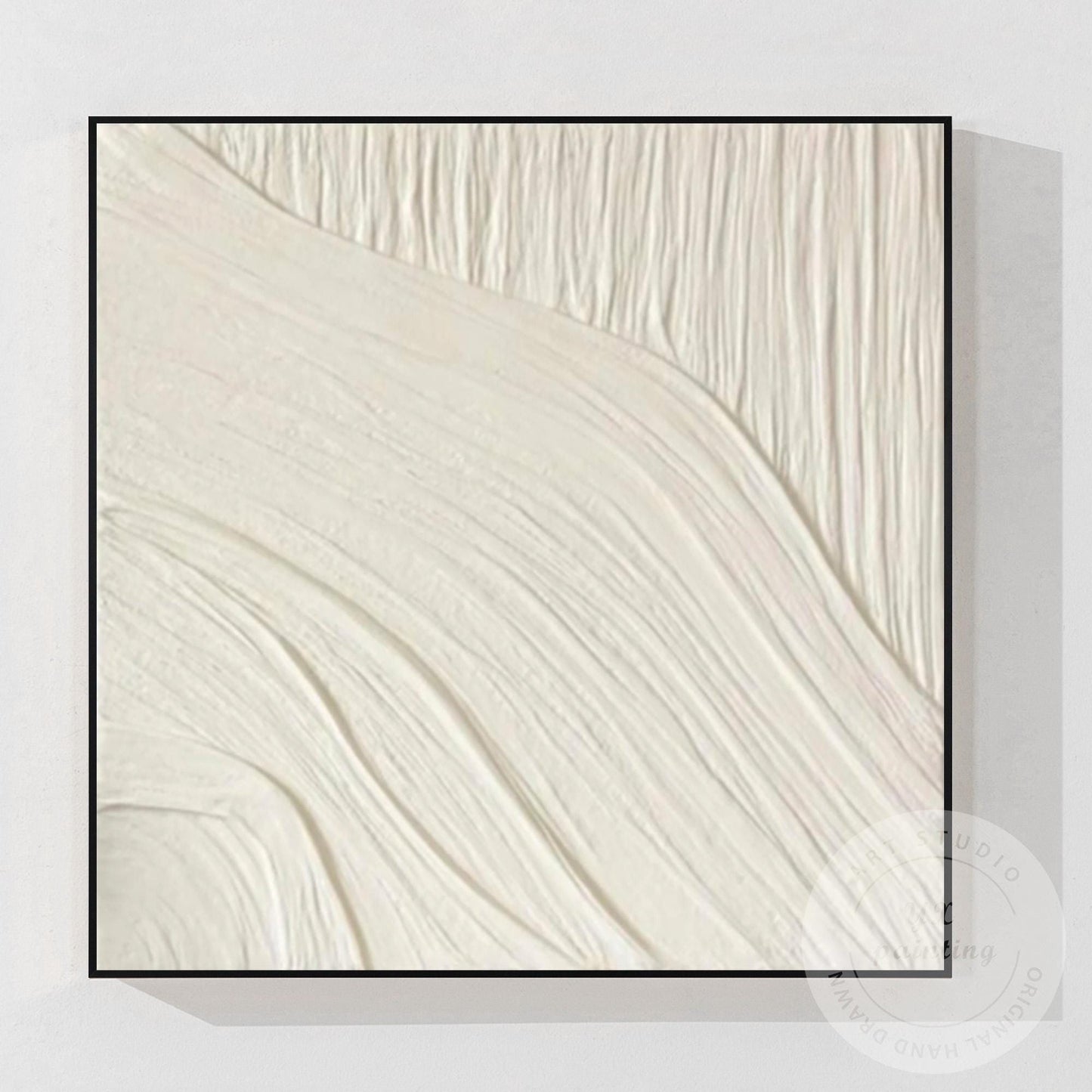 Minimalist White Textured Wall Art, Cream Abstract Plaster Painting, Neutral Mod #9