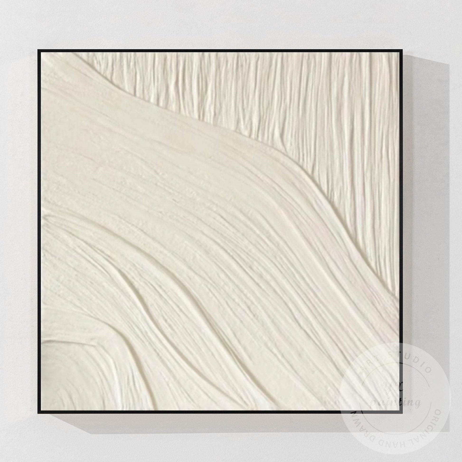 Minimalist White Textured Wall Art, Cream Abstract Plaster Painting, Neutral Mod #9