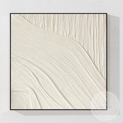 Minimalist White Textured Wall Art, Cream Abstract Plaster Painting, Neutral Mod #9