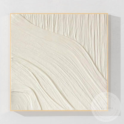 Minimalist White Textured Wall Art, Cream Abstract Plaster Painting, Neutral Mod #10