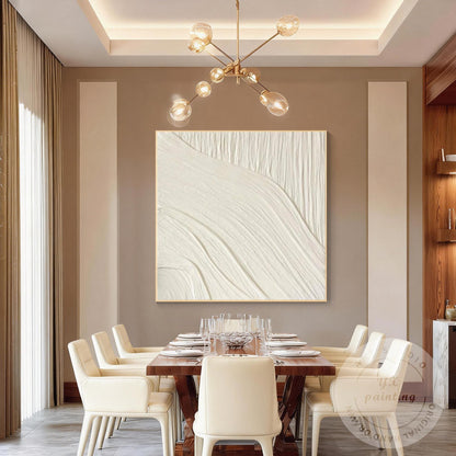 Minimalist White Textured Wall Art, Cream Abstract Plaster Painting, Neutral Mod #1