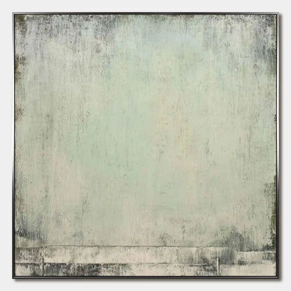MISTY MORNING: Textured Minimalist Abstract Oil Painting | hanging in living room, Minimalist wall art
