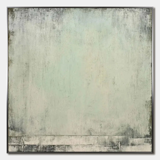 MISTY MORNING: Textured Minimalist Abstract Oil Painting | hanging in living room, Minimalist wall art