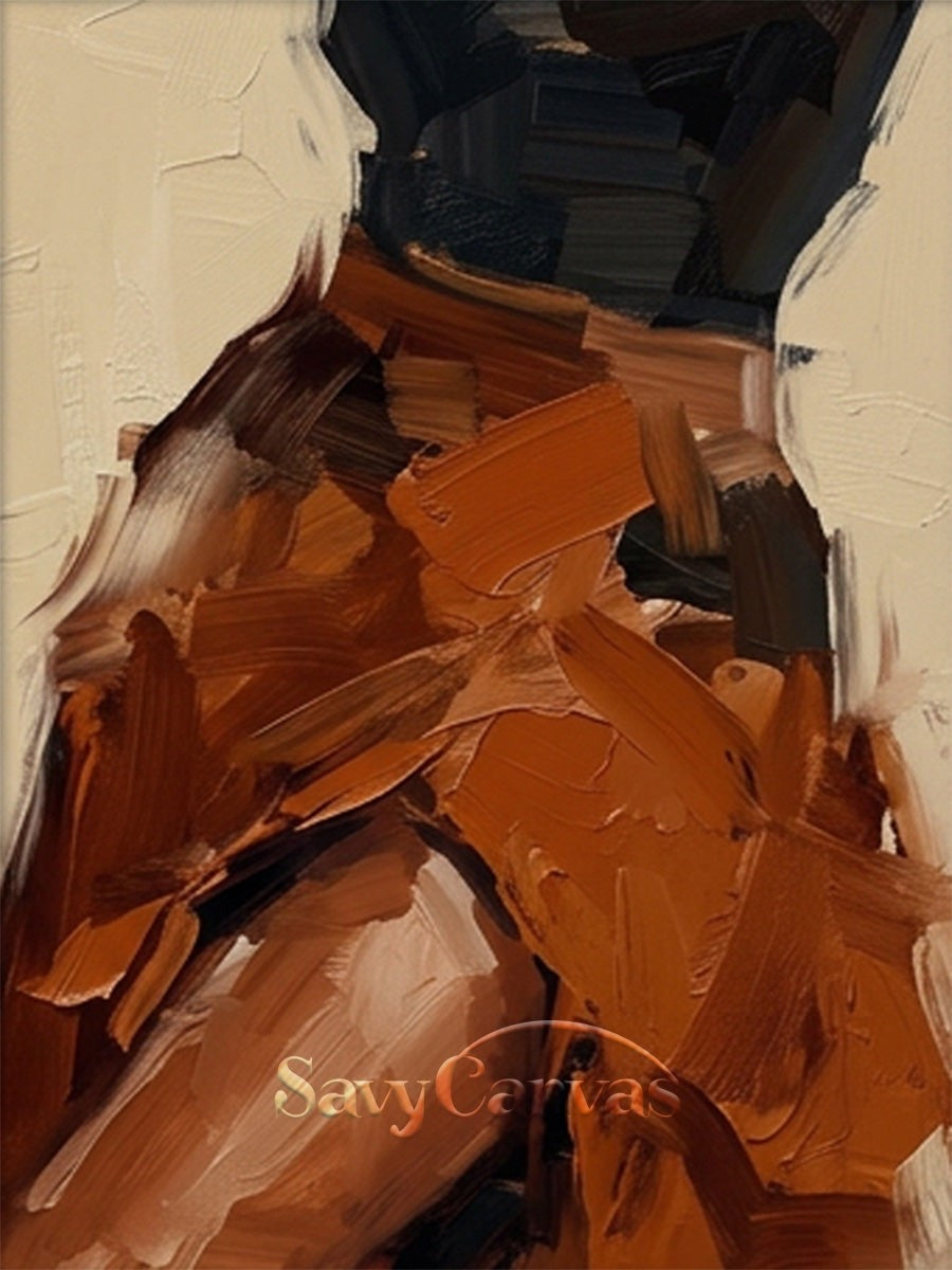 Modern Abstract Earth Tone Textured Oil Painting for Living Room shown as textured wall art with a clear view of the artwork, color palette, and hand-finished canvas surface.