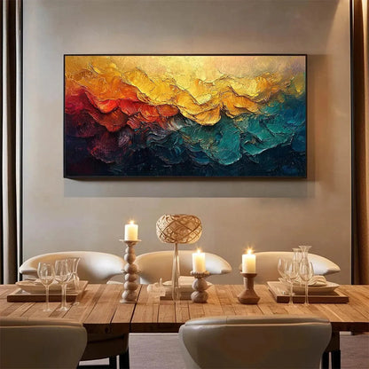 MOLTEN HORIZON: Textured Impasto Abstract Landscape Oil Painting | Abstract closeup, raised brushwork detail