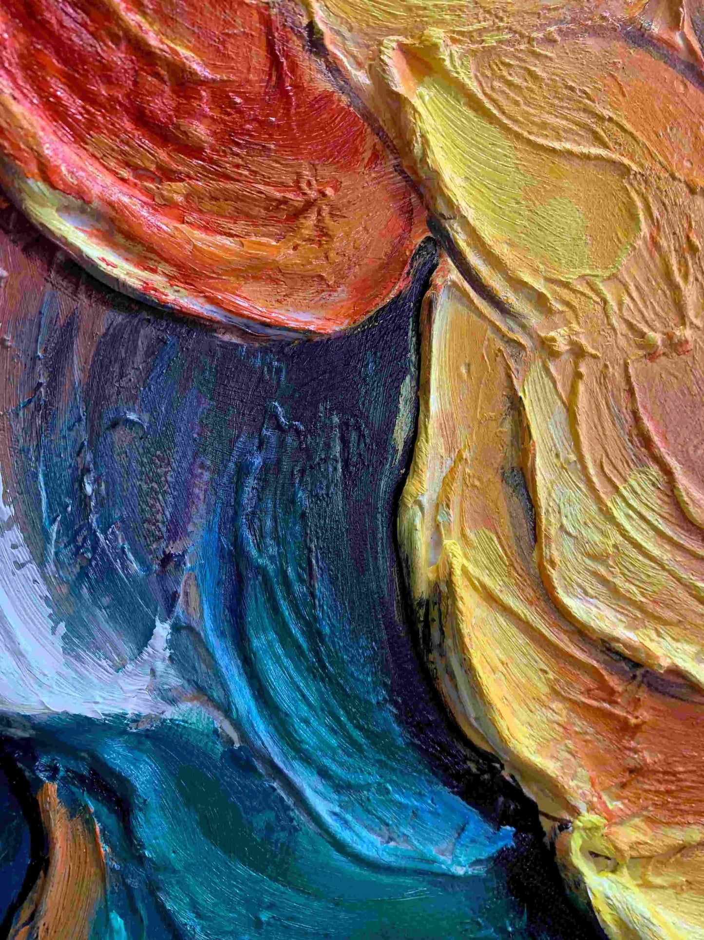 MOLTEN HORIZON: Textured Impasto Abstract Landscape Oil Painting | rectangular format, hand-painted canvas edge