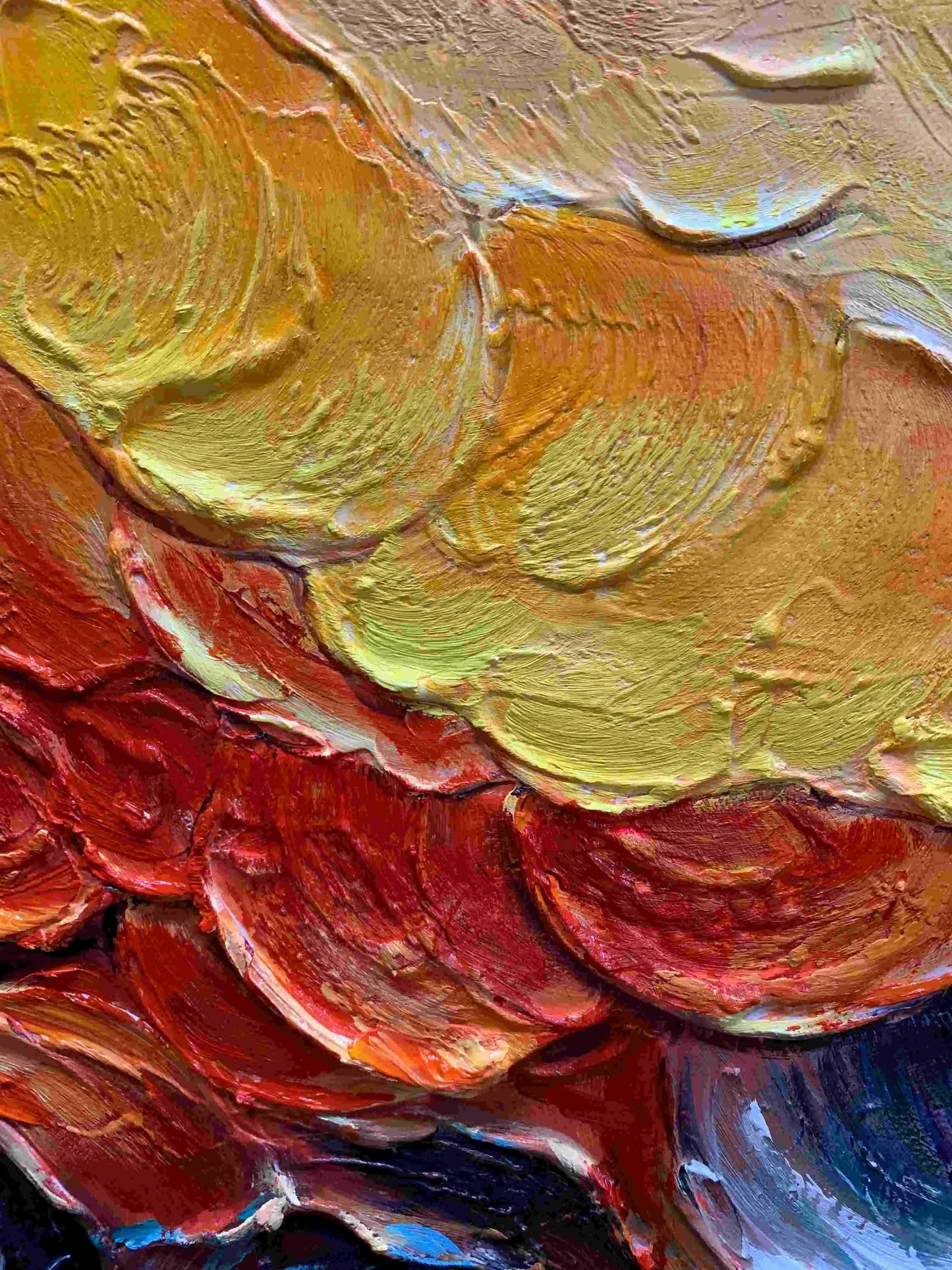 MOLTEN HORIZON: Textured Impasto Abstract Landscape Oil Painting | rolled canvas, ready for custom framing