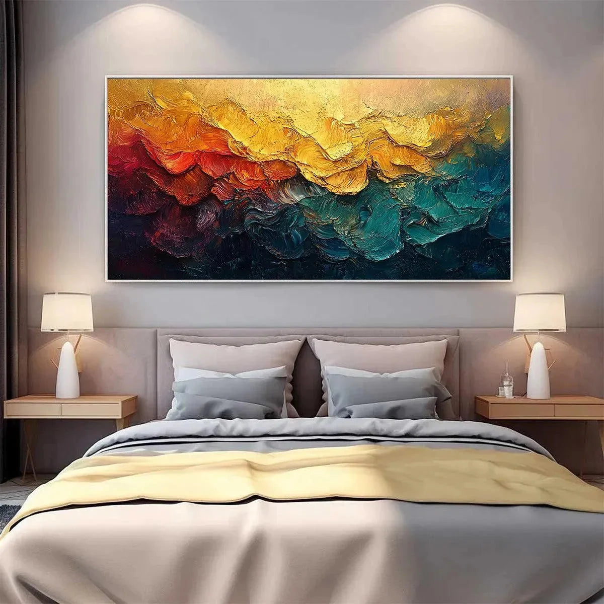 MOLTEN HORIZON: Textured Impasto Abstract Landscape Oil Painting | multi-color palette, original oil on stretched canvas art