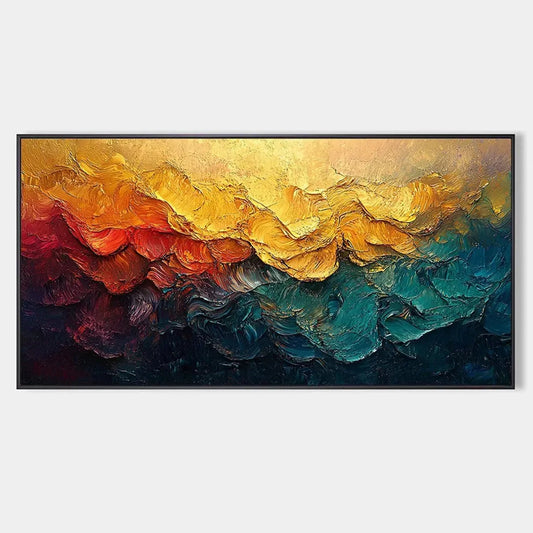 MOLTEN HORIZON: Textured Impasto Abstract Landscape Oil Painting | hanging in living room, Abstract wall art
