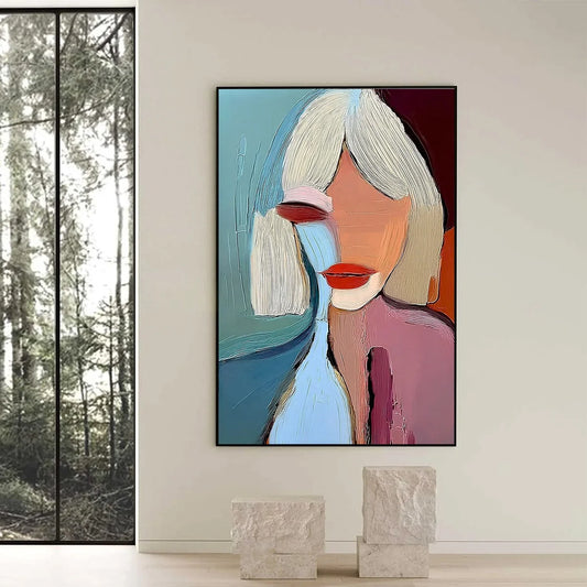 MOMENT IN COLOR: Abstract Textured Portrait Painting of a Woman