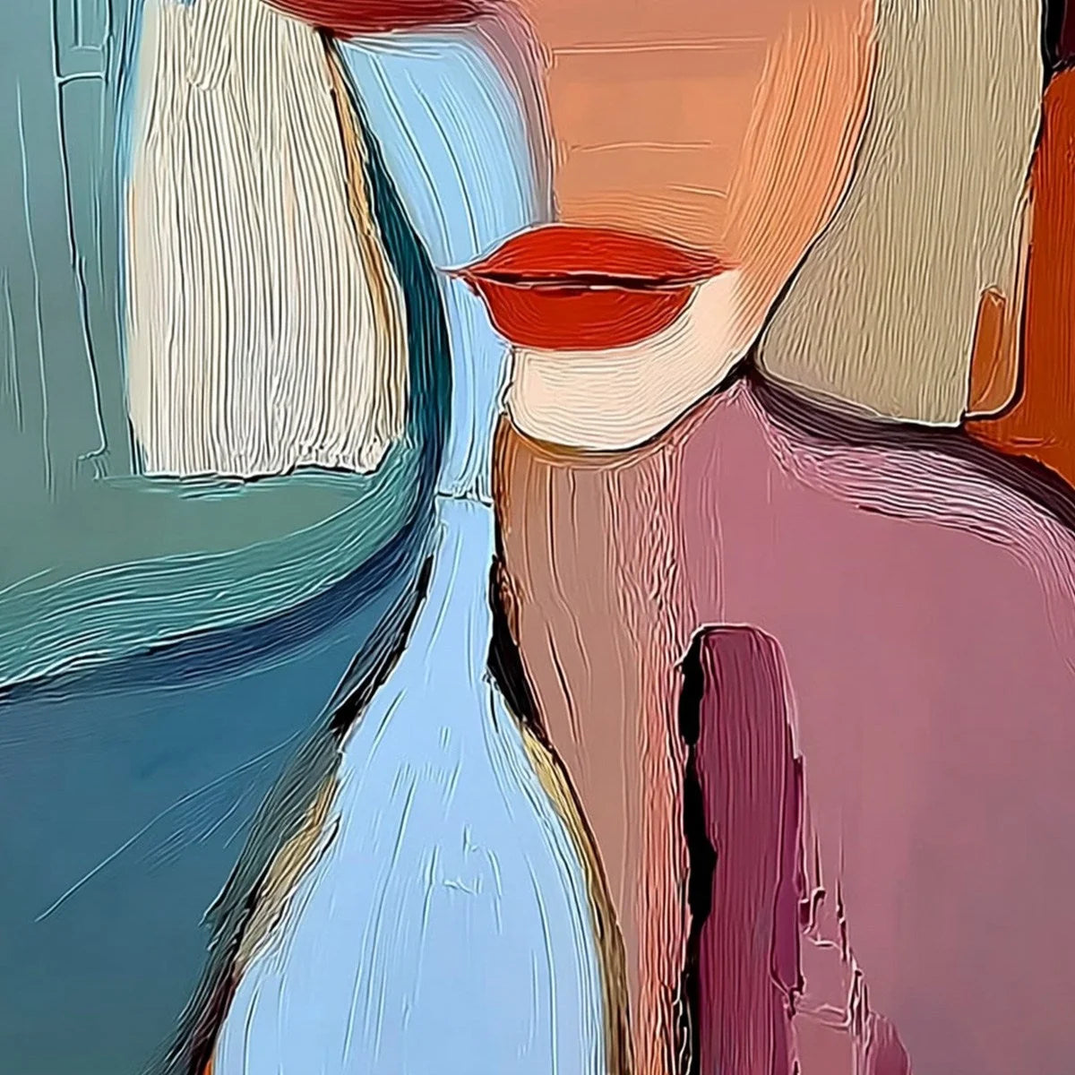 MOMENT IN COLOR: Abstract Textured Portrait Painting of a Woman | rolled canvas, ready for custom framing