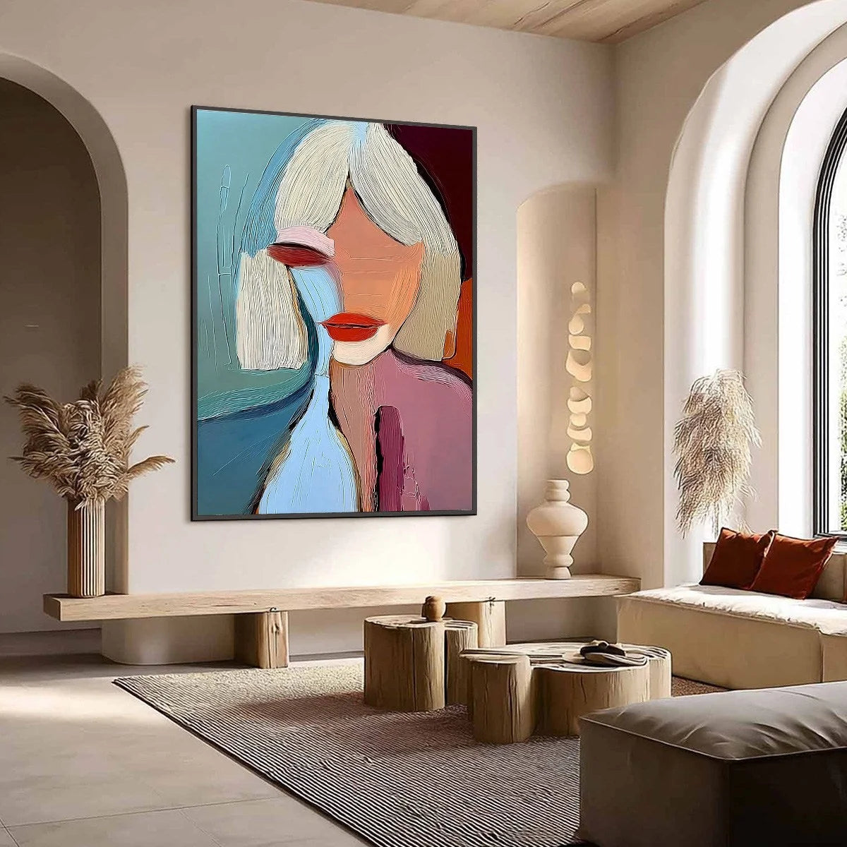 MOMENT IN COLOR: Abstract Textured Portrait Painting of a Woman | Abstract mood, soft natural light studio shot