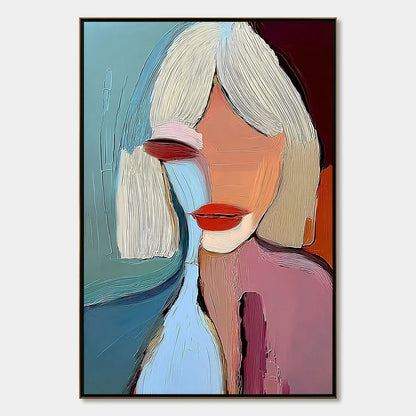MOMENT IN COLOR: Abstract Textured Portrait Painting of a Woman | hanging in living room, Abstract wall art