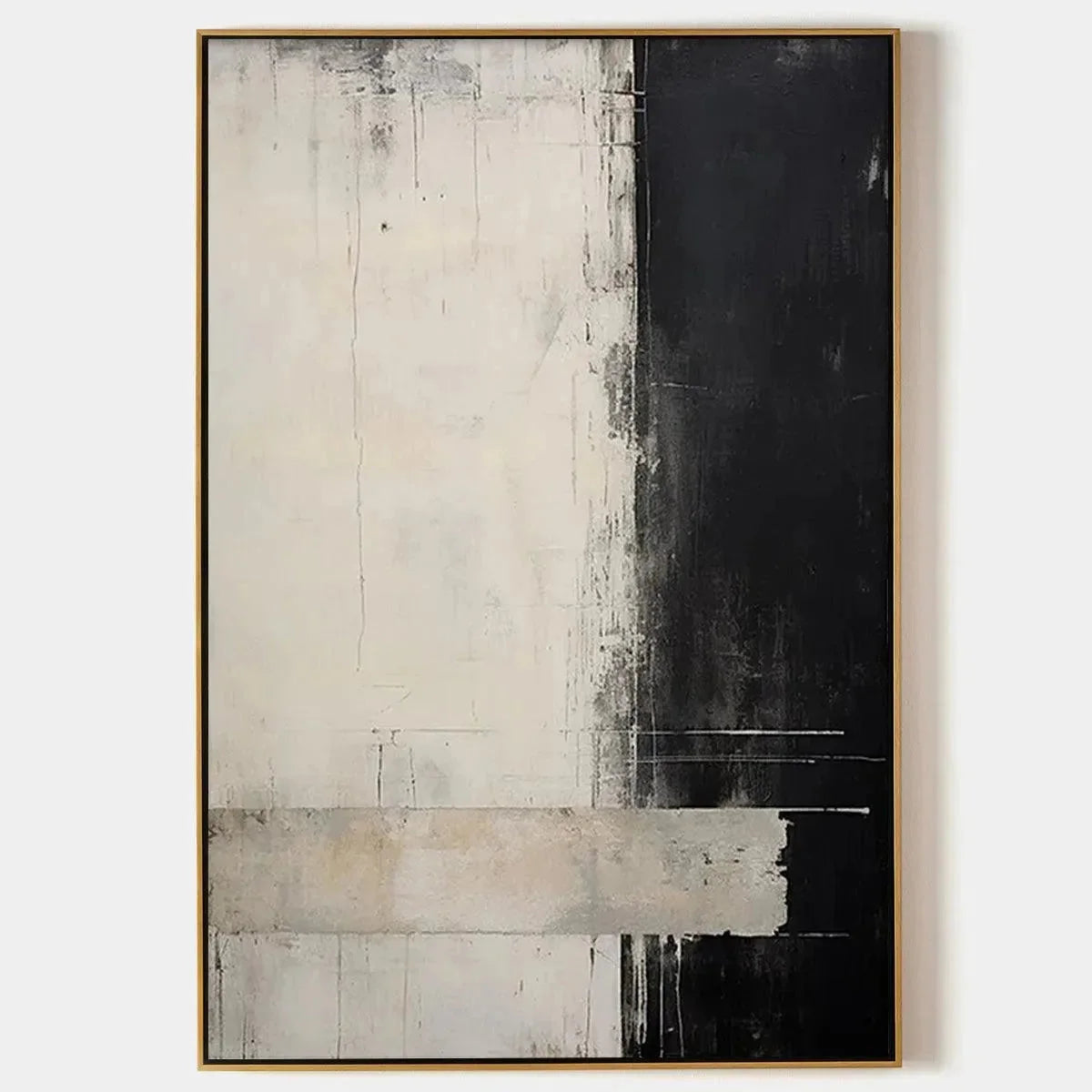MONOCHROME MINIMALISM: Abstract Painting, Black and White Wall Art, Textured Canvas, Vertical | hanging in living room, Abstract wall art