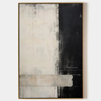 MONOCHROME MINIMALISM: Abstract Painting, Black and White Wall Art, Textured Canvas, Vertical | hanging in living room, Abstract wall art