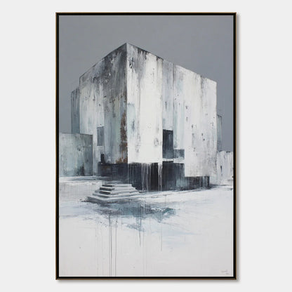 MONOLITHIC ECHO: Minimalist Abstract Architectural Painting | hanging in living room, Minimalist wall art