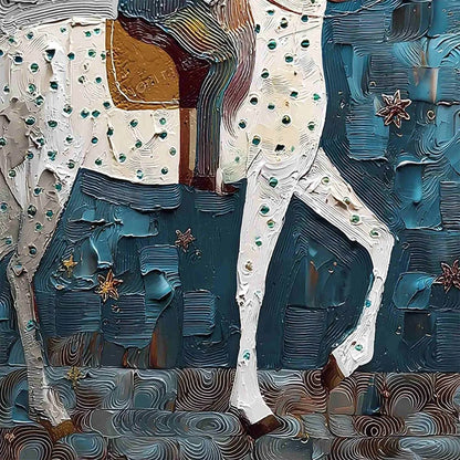 MOONLIT ODYSSEY: Textured Figurative Painting of a Man on Horseback | rolled canvas, ready for custom framing