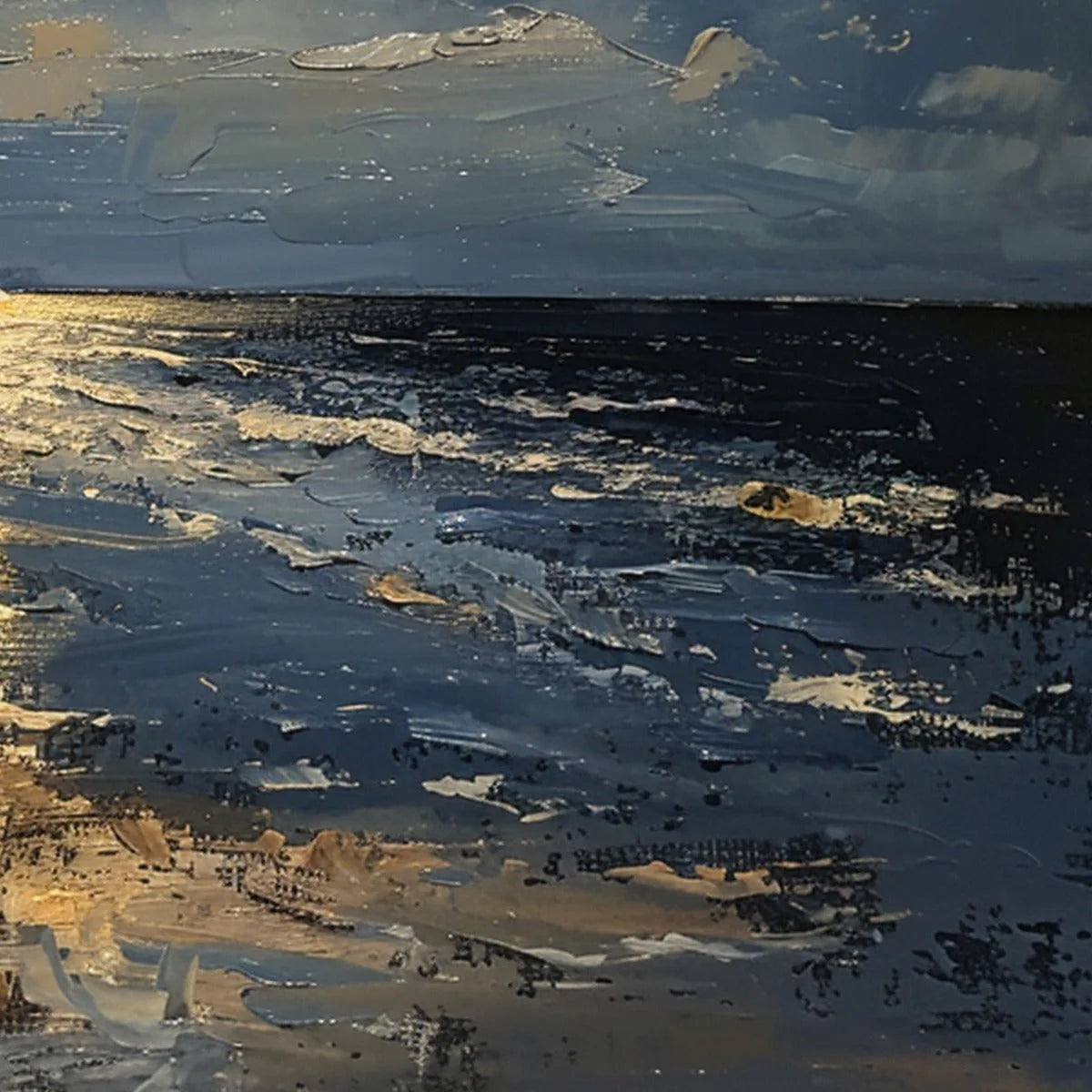 MOONLIT SERENITY: Impressionist Coastal Night Oil Painting | rolled canvas, ready for custom framing