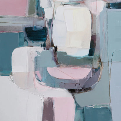 MORNING BLUSH: Soft Contemporary Abstract Block Painting | rectangular format, hand-painted canvas edge