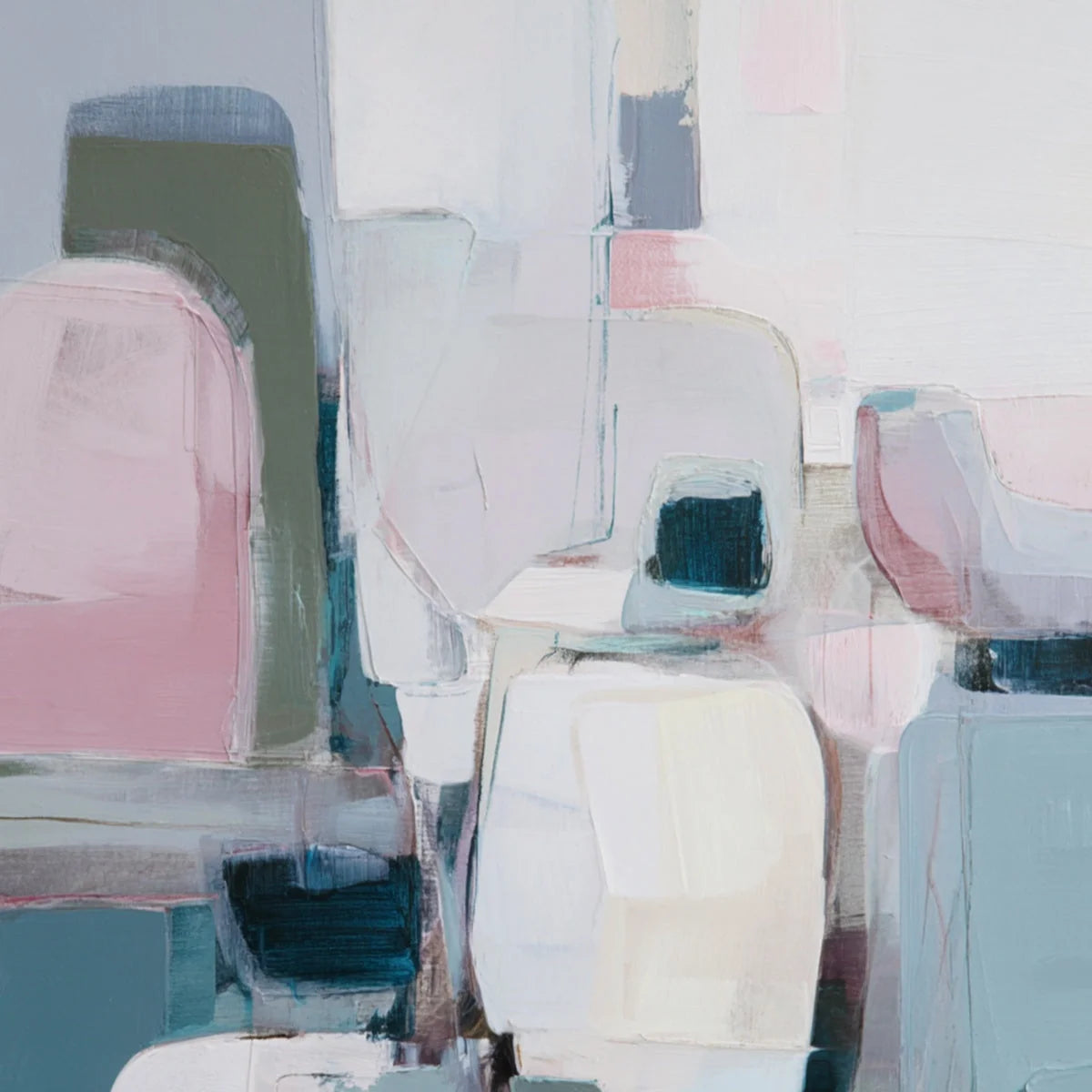 MORNING BLUSH: Soft Contemporary Abstract Block Painting | rolled canvas, ready for custom framing