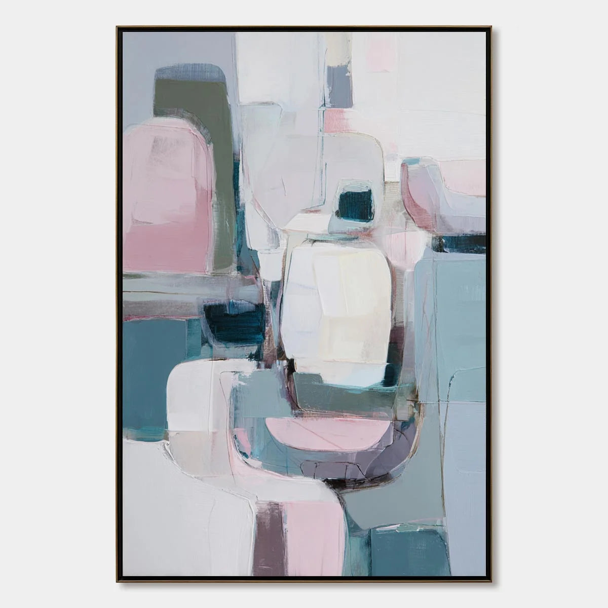 MORNING BLUSH: Soft Contemporary Abstract Block Painting | hanging in living room, Abstract wall art