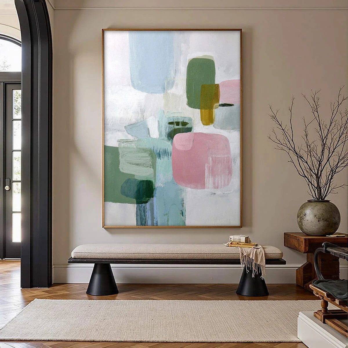 MORNING BLUSH: Soft Pastel Abstract Wall Art | Abstract closeup, raised brushwork detail