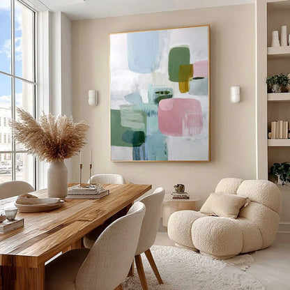 MORNING BLUSH: Soft Pastel Abstract Wall Art | rolled canvas, ready for custom framing