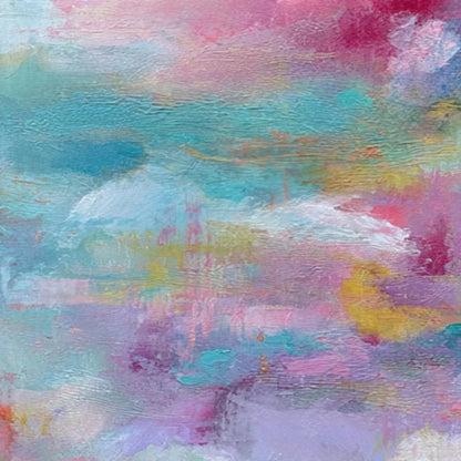 MORNING RAPTURE: Colorful Abstract Cloudscape Painting Set of 2 | rectangular format, hand-painted canvas edge