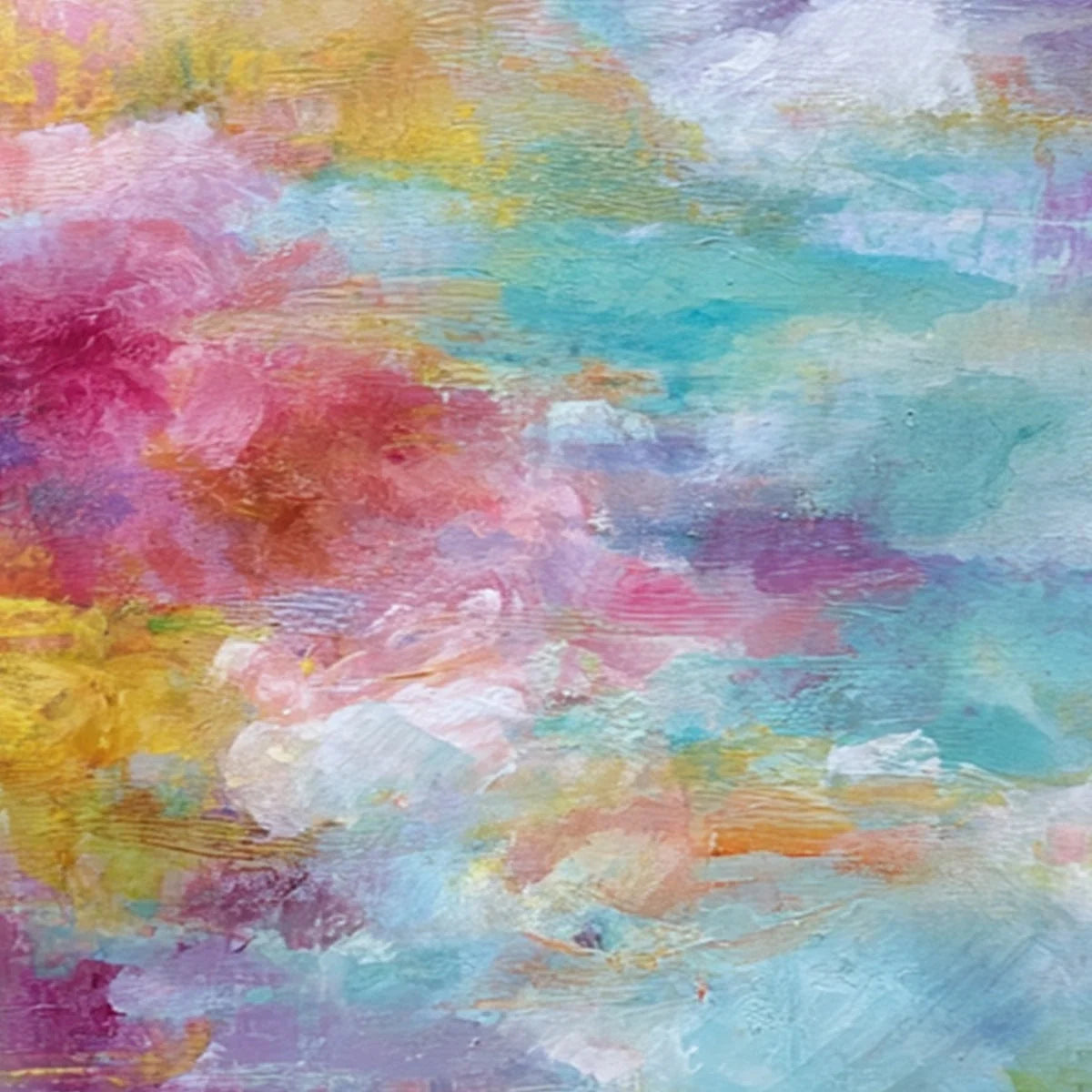 MORNING RAPTURE: Colorful Abstract Cloudscape Painting Set of 2 | rolled canvas, ready for custom framing