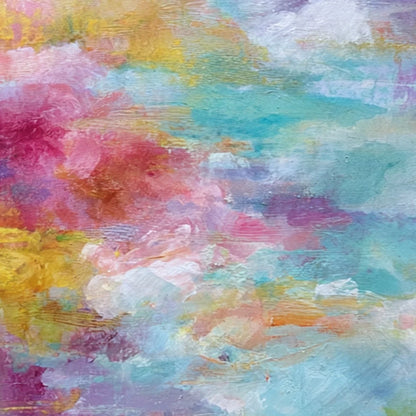 MORNING RAPTURE: Colorful Abstract Cloudscape Painting Set of 2 | rolled canvas, ready for custom framing