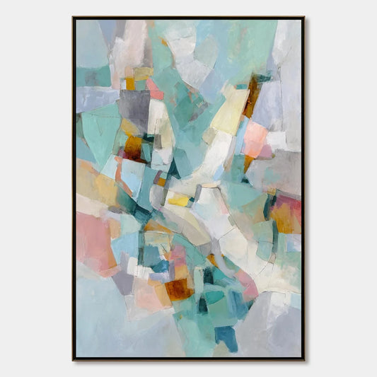 MOSAIC DREAM: Colorful Modern Abstract Geometric Painting | hanging in living room, Minimalist wall art