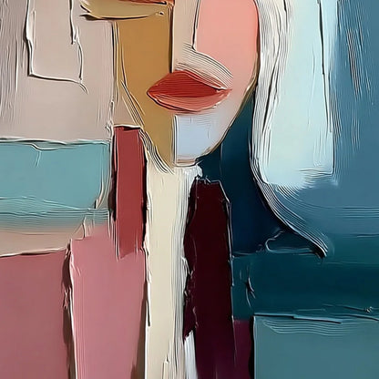 MOSAIC MUSE: Abstract Figurative Portrait Oil Painting with Heavy Texture | rolled canvas, ready for custom framing