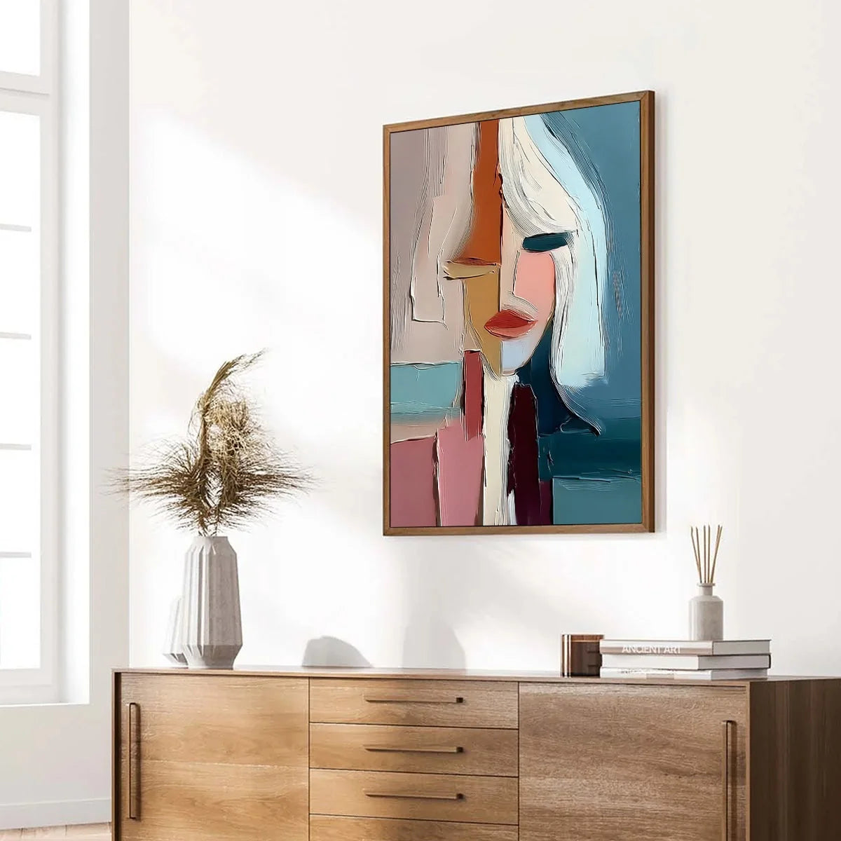 MOSAIC MUSE: Abstract Figurative Portrait Oil Painting with Heavy Texture | multi-color palette, original oil on stretched canvas art