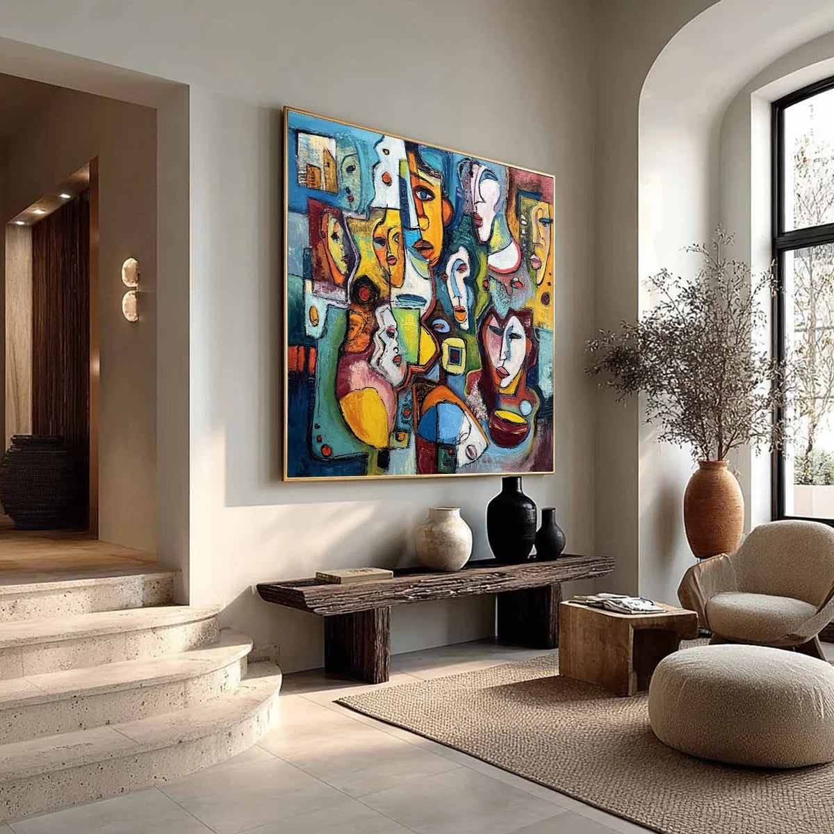 MOSAIC OF MINDS Colorful Figurative Painting | expressive figurative mood, soft natural light