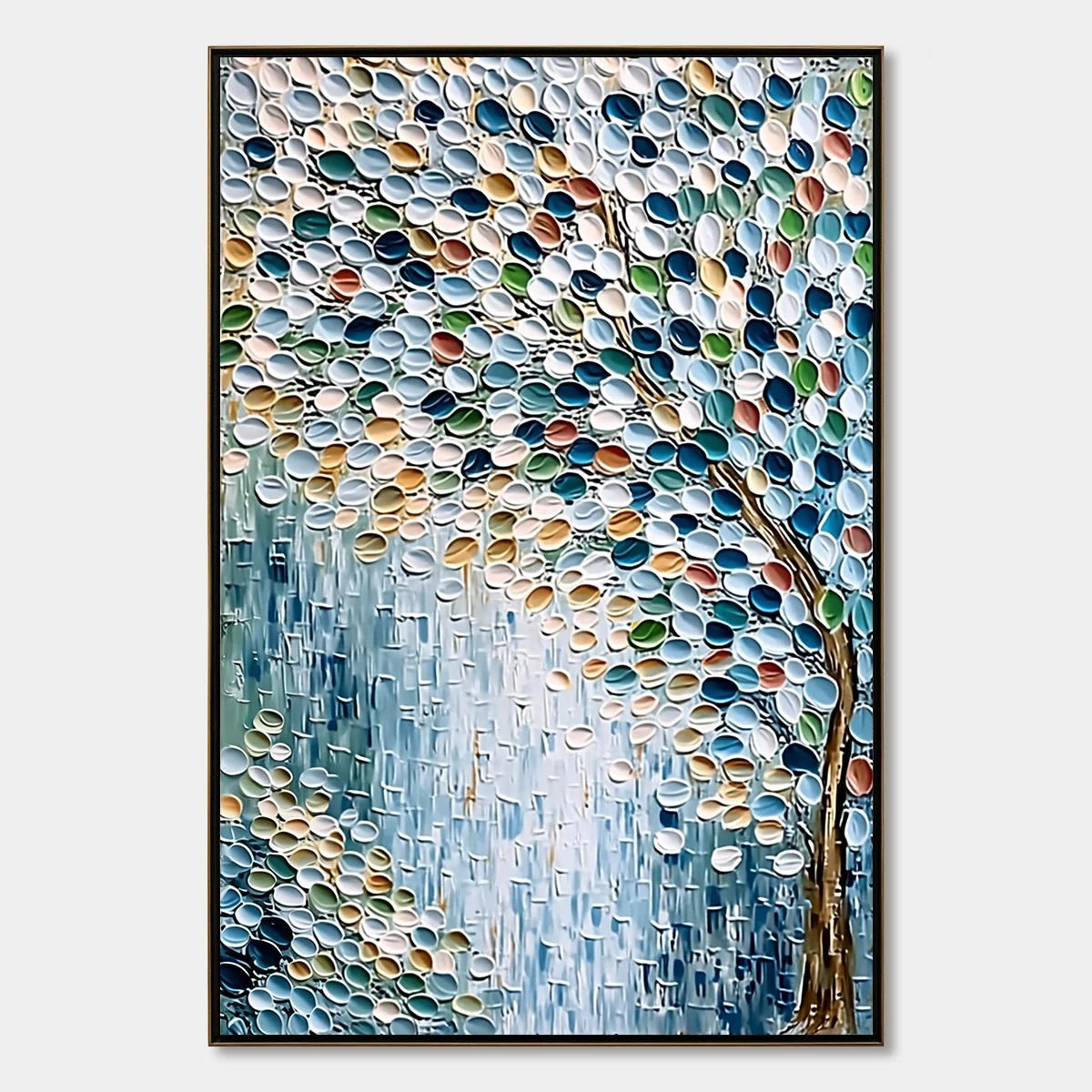MOSAIC RAIN: Heavily Textured Impasto Tree of Life Painting | hanging in living room, Figurative wall art