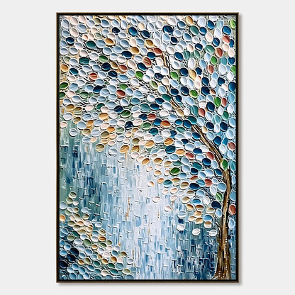 MOSAIC RAIN: Heavily Textured Impasto Tree of Life Painting | hanging in living room, Figurative wall art