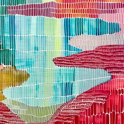 MOSAIC SUNRISE: Colorful Textured Abstract Landscape Painting | rolled canvas, ready for custom framing