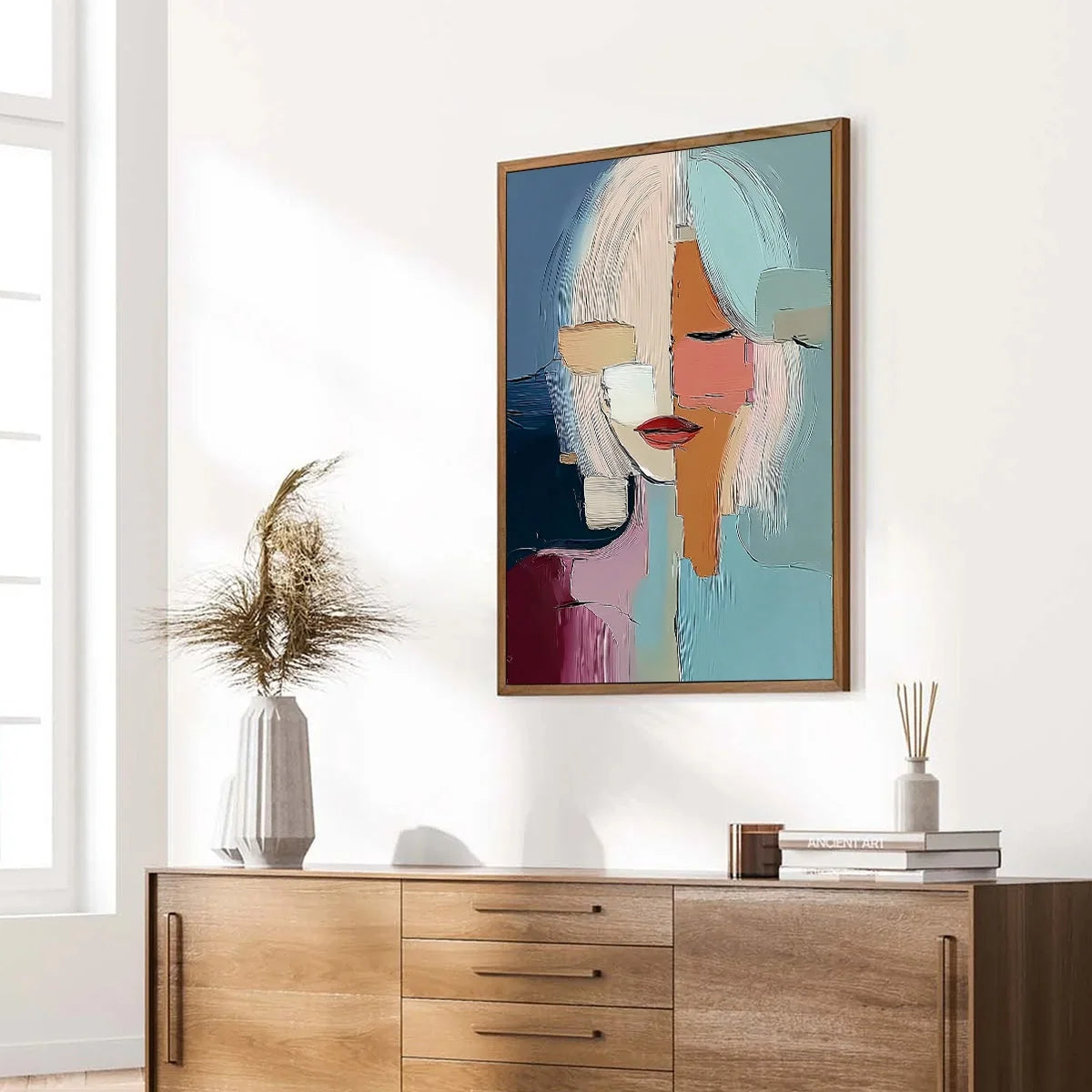 MOSAIC OF THOUGHTS: Abstract Textured Portrait Wall Art for Modern Decor | multi-color palette, original oil on stretched canvas art