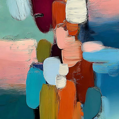 MOSAIC OF THOUGHTS: Textured Abstract Portrait Painting with Bold Colors | rolled canvas, ready for custom framing