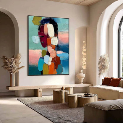 MOSAIC OF THOUGHTS: Textured Abstract Portrait Painting with Bold Colors | Abstract mood, soft natural light studio shot