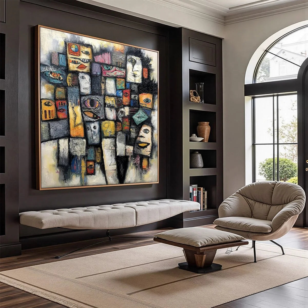 Mosaic of Souls | Square Abstract Portrait Oil Painting for Wall | Abstract mood, soft natural light studio shot